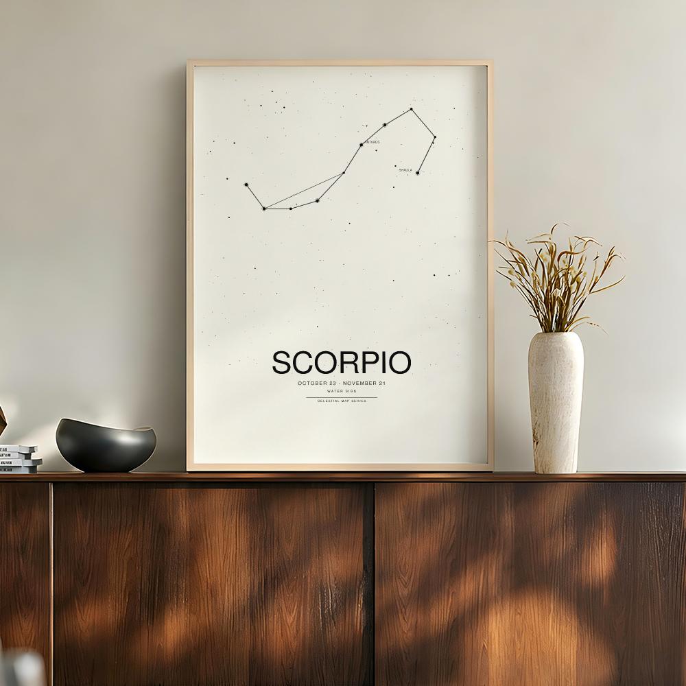 Star Map Poster - Póster Gráfico Minimalista de Constelaciones Zodiacales