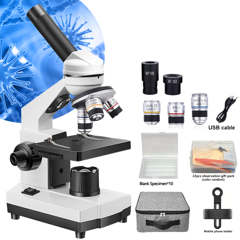 Microscope Compound 40X - Microscopio compuesto óptico biológico portátil, microscopio
